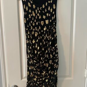 French Connection Black Dress with Gold Sequin Accents